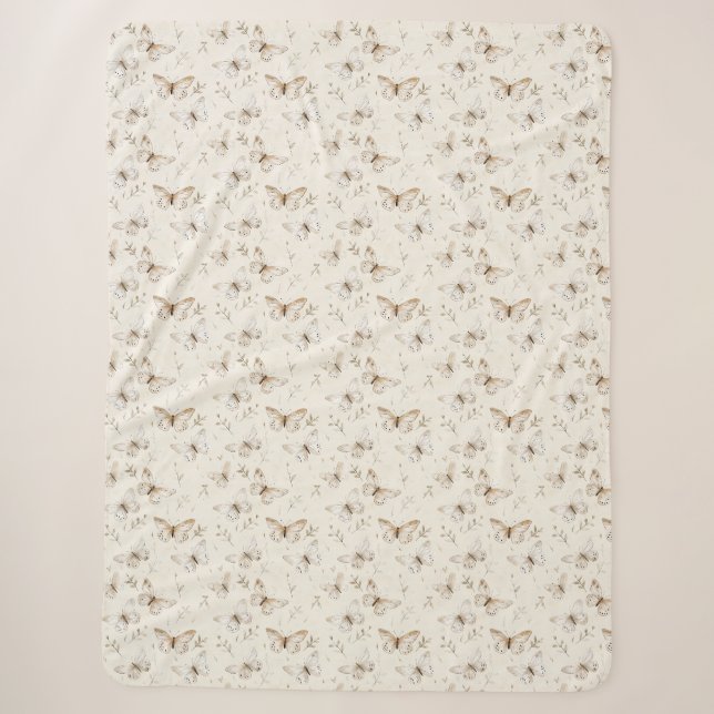 Cobertor Sherpa Borboletas de Areia Bege Creme (Frente)