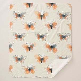 Cobertor Sherpa Borboletas de Arte de Linha Elegantes