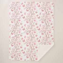 Cobertor Sherpa Borboletas E Sherpa Blanket Botânico