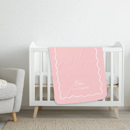 Cobertor Sherpa Borda ondulada rosa petal monograma