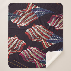Cobertor Sherpa Bordado da bandeira americana: padrão patriótico.