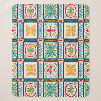 Cobertor Sherpa Bordado Maiolica Italiano: Floral Mediterrânica