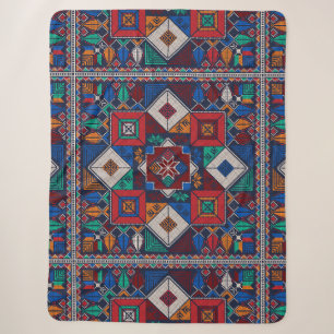 Cobertor Sherpa Bordado Tradicional da Palestina Tatreez colorido