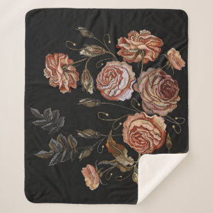 Cobertor Sherpa Bordados clássicos entalhes vintage do padrão de r