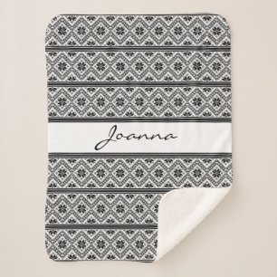 Cobertor Sherpa Bordados Pretos