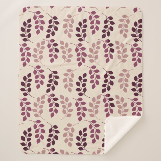 Cobertor Sherpa Bordeaux Modern Botanical Japandi (Frente)