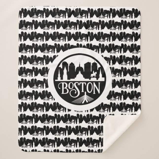 Cobertor Sherpa Boston Skyline (Frente)