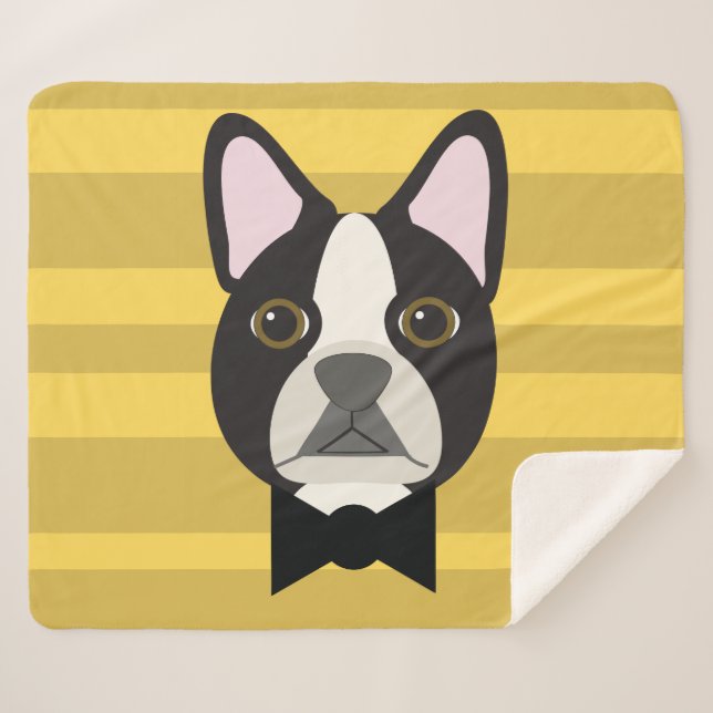 Cobertor Sherpa Boston Terrier (Frente (Horizontal))