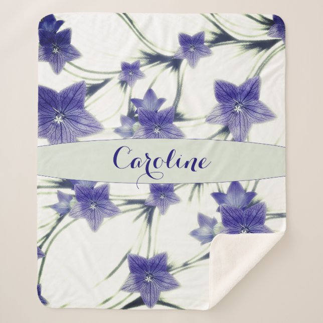 Cobertor Sherpa Botânica da Vinha Floral Púrpura Personalizada (Frente)