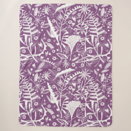Cobertor Sherpa Botânico Roxo Moderno