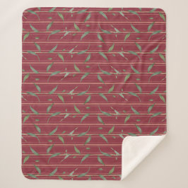 Cobertor Sherpa Branch of leaves on red wallpaper