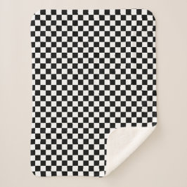 Cobertor Sherpa Branco de competência Checkered clássico do preto