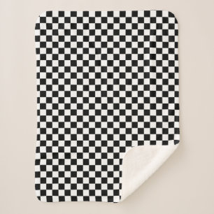 Cobertor Sherpa Branco de competência Checkered clássico do preto