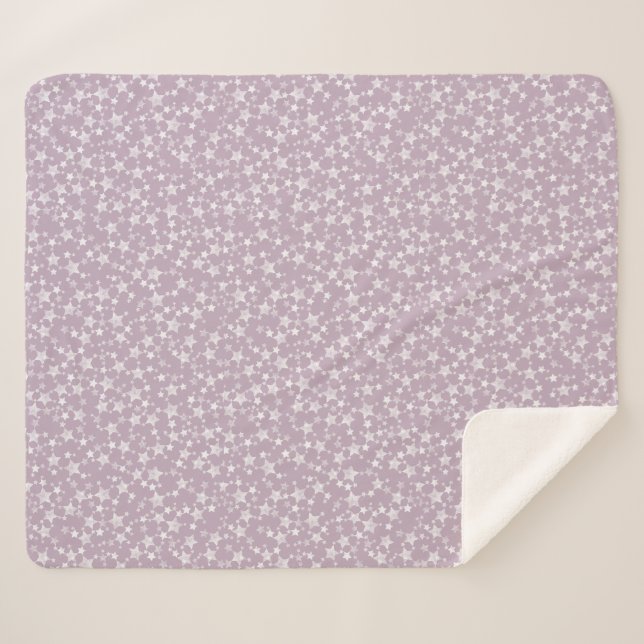 Cobertor Sherpa Branco em Mauve | Padrão de Estrelas Lino Impressã (Frente (Horizontal))