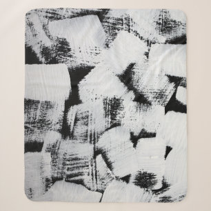 Cobertor Sherpa Branco preto, canvas pintada por abstrato.