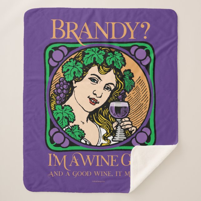 Cobertor Sherpa Brandy (sou uma menina de vinho) (Frente)