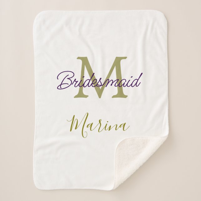 Cobertor Sherpa Bride tribe monogram bridal shower simple golden p (Frente)