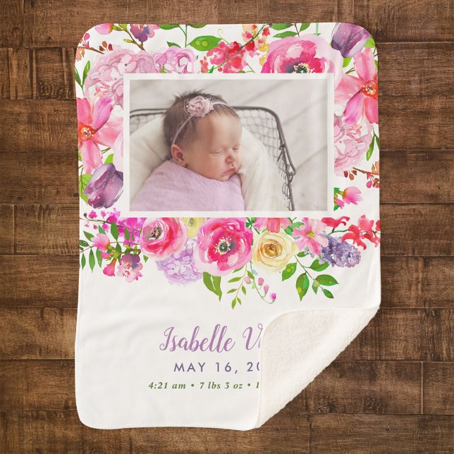 Cobertor Sherpa Bright Blooms Baby Girl Stat Foto (Criador carregado)