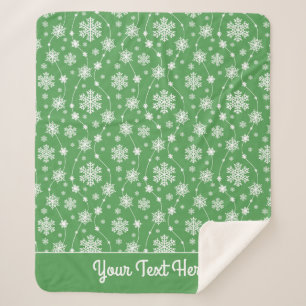Cobertor Sherpa Bright Kelly Green Winter White Snowflake Padrão