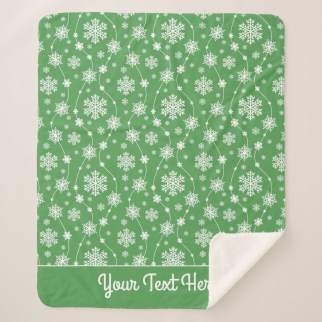 Cobertor Sherpa Bright Kelly Green Winter White Snowflake Padrão (Frente)
