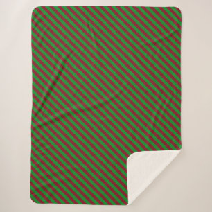 Cobertor Sherpa Brilhante de faixas vermelhas e verdes