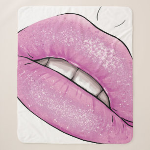 Cobertor Sherpa Brilho cor-de-rosa com dentes