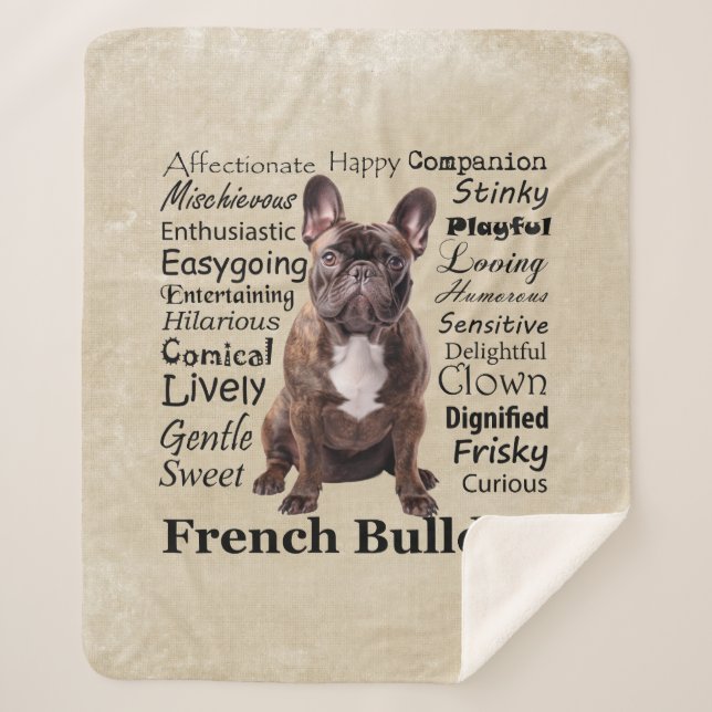 Cobertor Sherpa Brindle French Bulldog Traits (Frente)