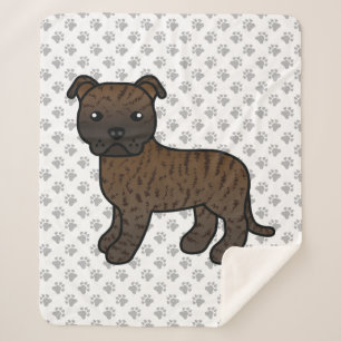 Cobertor Sherpa Brindle Staffordshire Bull Terrier Cartoon Dog