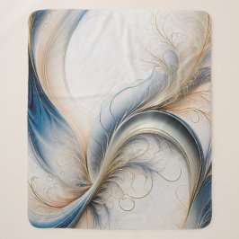 Cobertor Sherpa Brisa Dourada Arte Fluida Azul Suave e Dourado