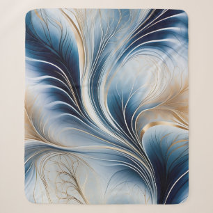 Cobertor Sherpa Brisa Dourada - Fluxo de Arte Abstrata Azul e Dour