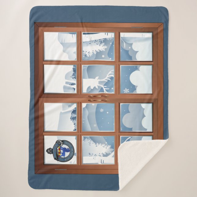 Cobertor Sherpa Bruce Clan Crachá Winter Scense Large (Frente)