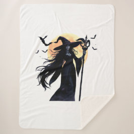 Cobertor Sherpa Bruxa Mística em Lua Cheia