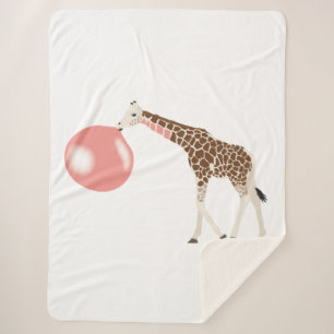 Cobertor Sherpa Bubble Gum Giraffe Soprando Bolha