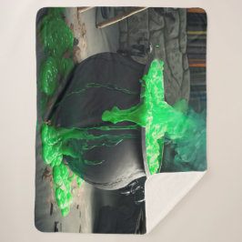 Cobertor Sherpa Bubbling Witch's Cauldron Halloween