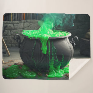 Cobertor Sherpa Bubbling Witch's Cauldron Halloween
