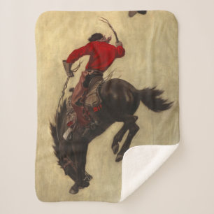Cobertor Sherpa Bucking Bronco por Newell Convers Wyeth
