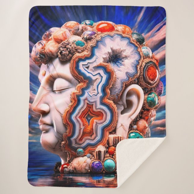 Cobertor Sherpa Buda Head Geode (Frente)