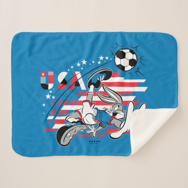 Cobertor Sherpa BUGS BUNNY™ Team USA Soccer Graphic (Frente (Horizontal))