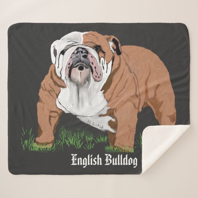 Cobertor Sherpa Buldogue Inglês (Frente (Horizontal))