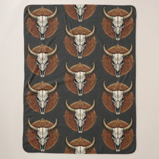 Cobertor Sherpa Bull Skull