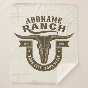 Cobertor Sherpa Bull Steer Skull Western Ranch