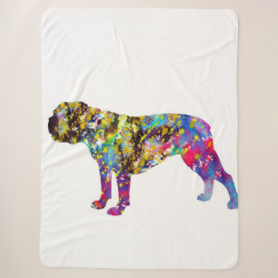 Cobertor Sherpa Bulldog Art Watercolor Retrato