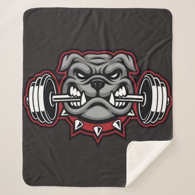 Cobertor Sherpa Bulldog Barbell Treino de Peso Bulldog Presente (Frente)