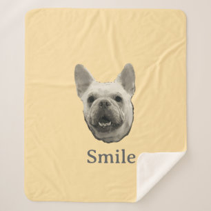 Cobertor Sherpa Bulldog Francês Sorriso Bege