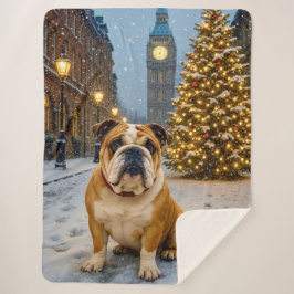 Cobertor Sherpa Bulldog Holiday 