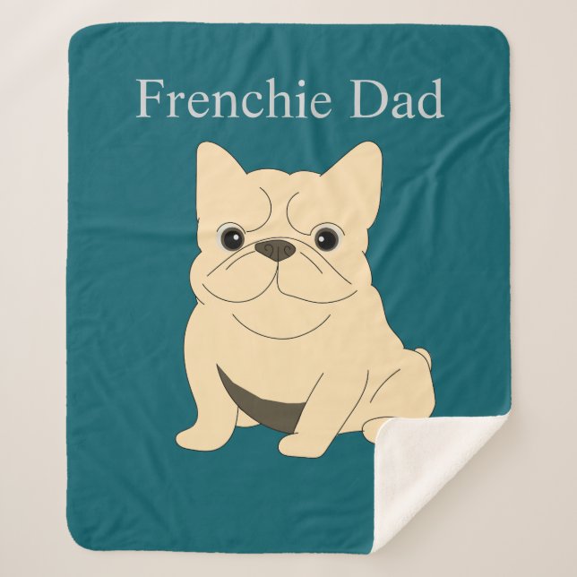 Cobertor Sherpa Bulldogue Francês Creme, Pai Frenchie (Frente)