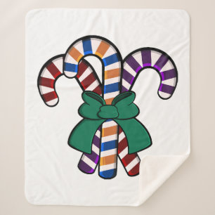 Cobertor Sherpa Buquê Candy Canes - faixa verde