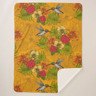 Cobertor Sherpa Buquês tropicais e beija-flores 2