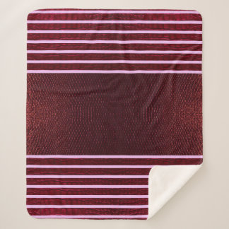 Cobertor Sherpa Burgundy Exotic Faux Snake Leather Linear Stripe