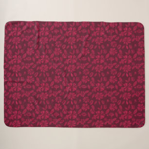 Cobertor Sherpa Burgundy Vintage Floral